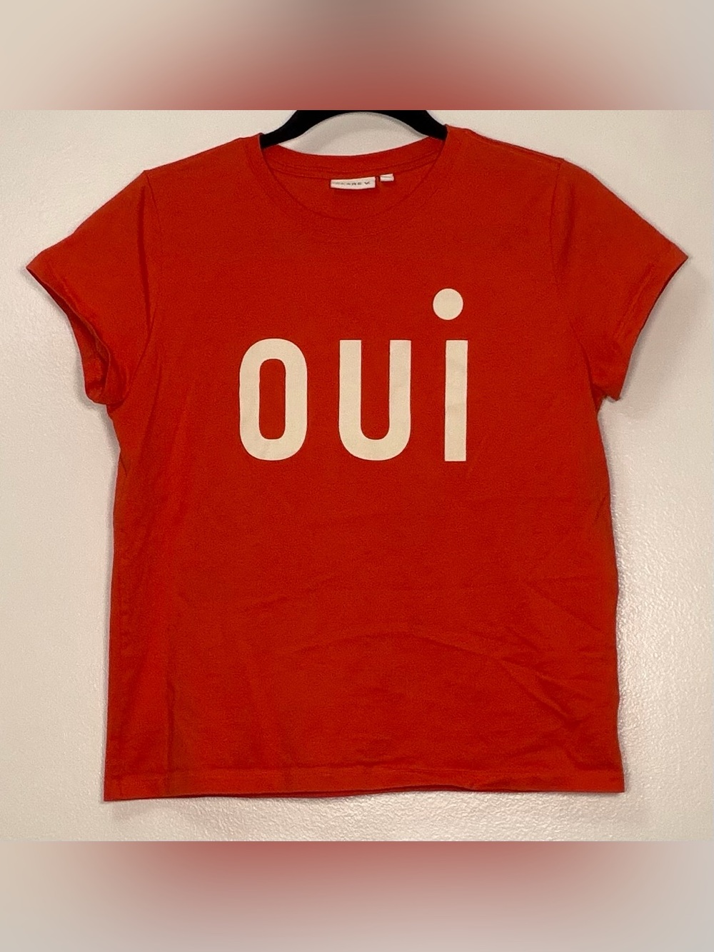Clare V Red 'OUI' Short-Sleeve Tee
